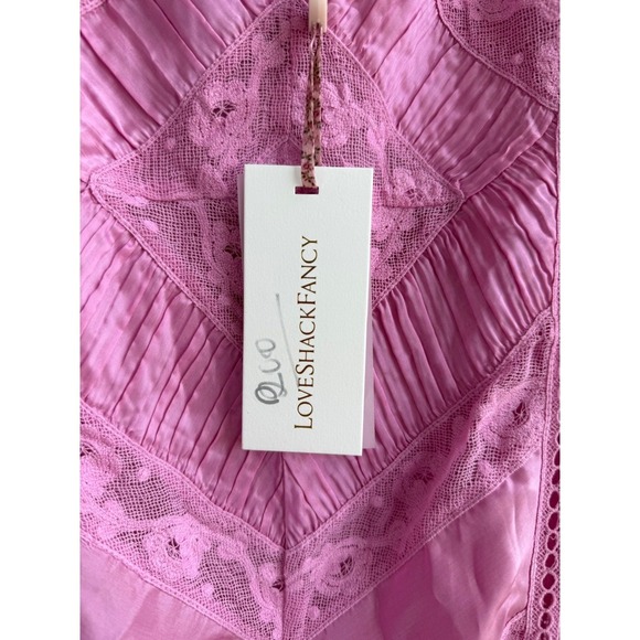 LoveShackFancy Joanne Maxi Dress Lace Panel Tulip Pink Size 8 NWT $795 Sold Out - Picture 7 of 9